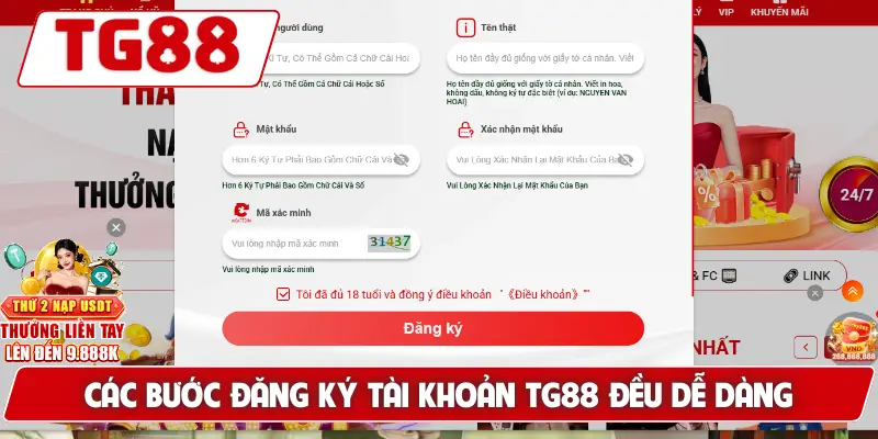 Hướng Dẫn Đăng Ký Tài Khoản TG88 - Dễ Dàng Tham Gia 6 Các bước đăng ký tài khoản TG88 đều dễ dàng