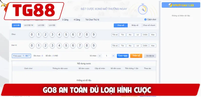 GO8 an toàn đủ loại hình cược