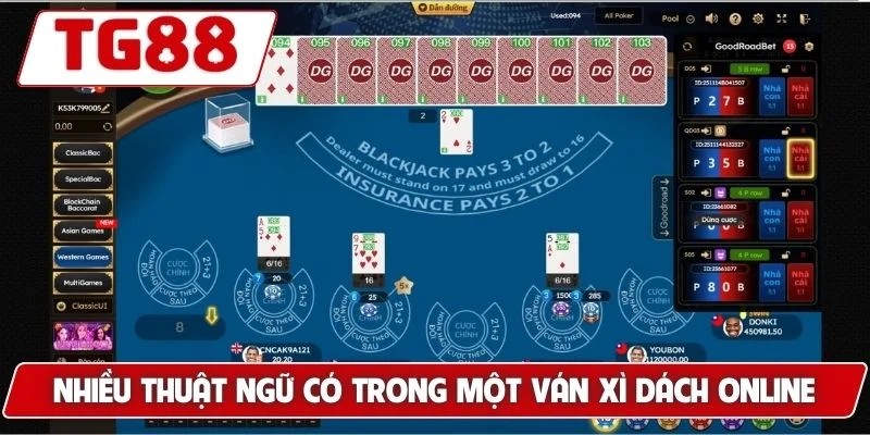 Nhiều thuật ngữ có trong một ván xì dách online